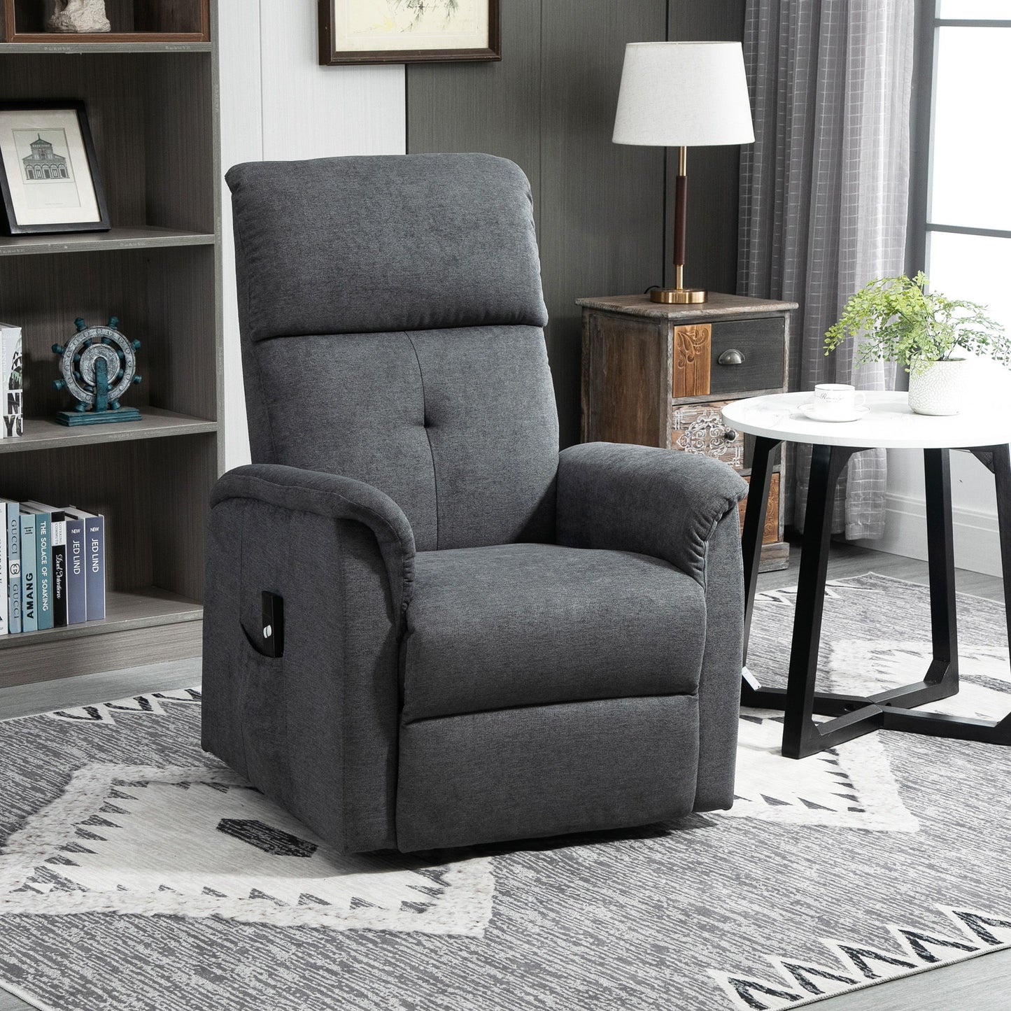 Power Lift Chair Electric Recliner Sofa for Elderly with Remote Control & Side Pocket for Living Room, Grey