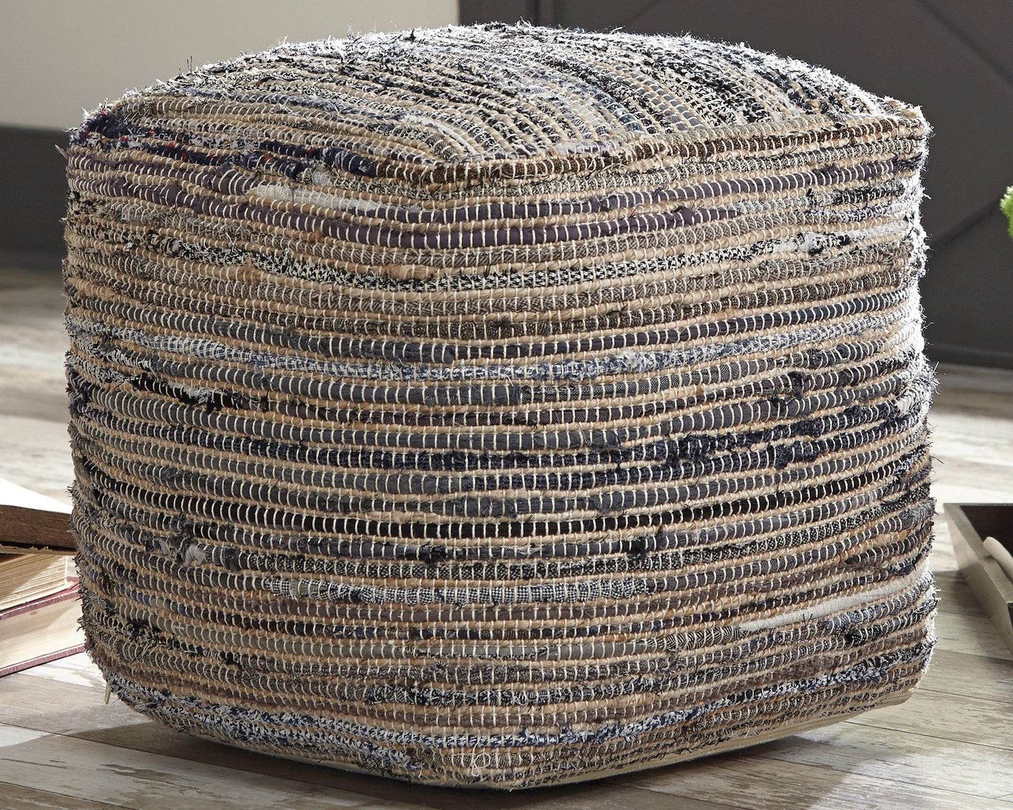 Absalom - Denim - Pouf - Forward Furniture