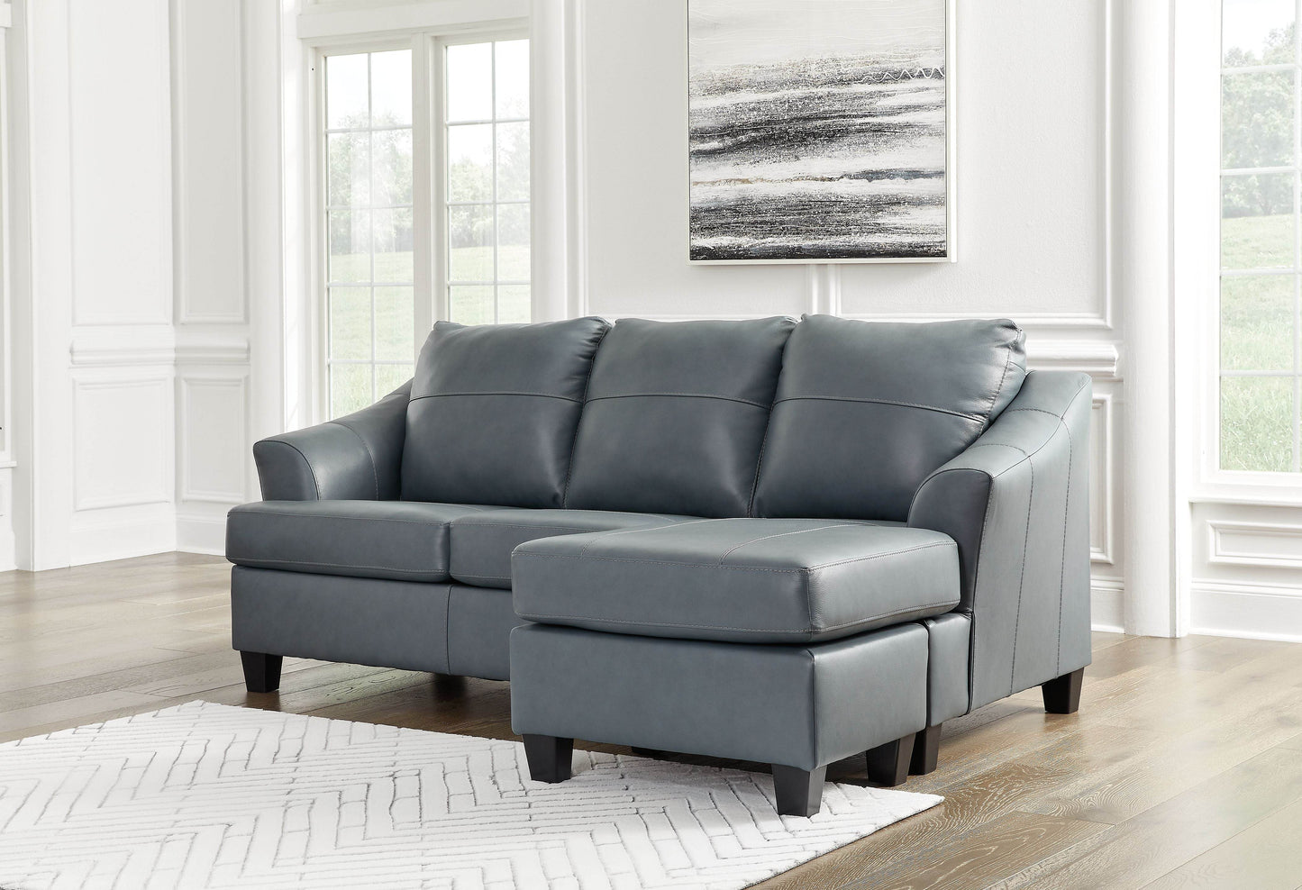 Genoa - Steel - Sofa Chaise - Leather Match - Forward Furniture
