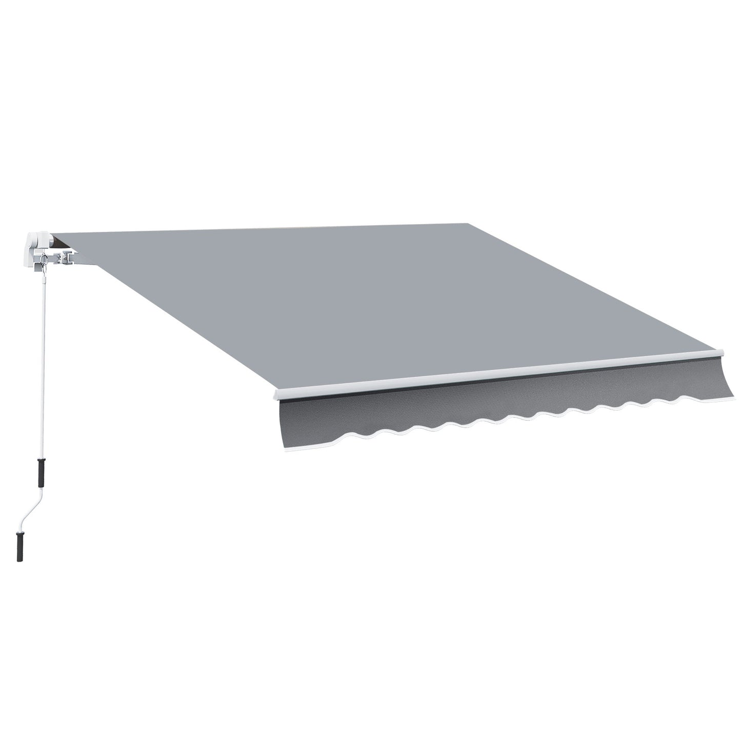 13' x 8' Manual Retractable Patio Awning Sun Shade Outdoor Deck Window Door Canopy Shelter Aluminum Frame Grey