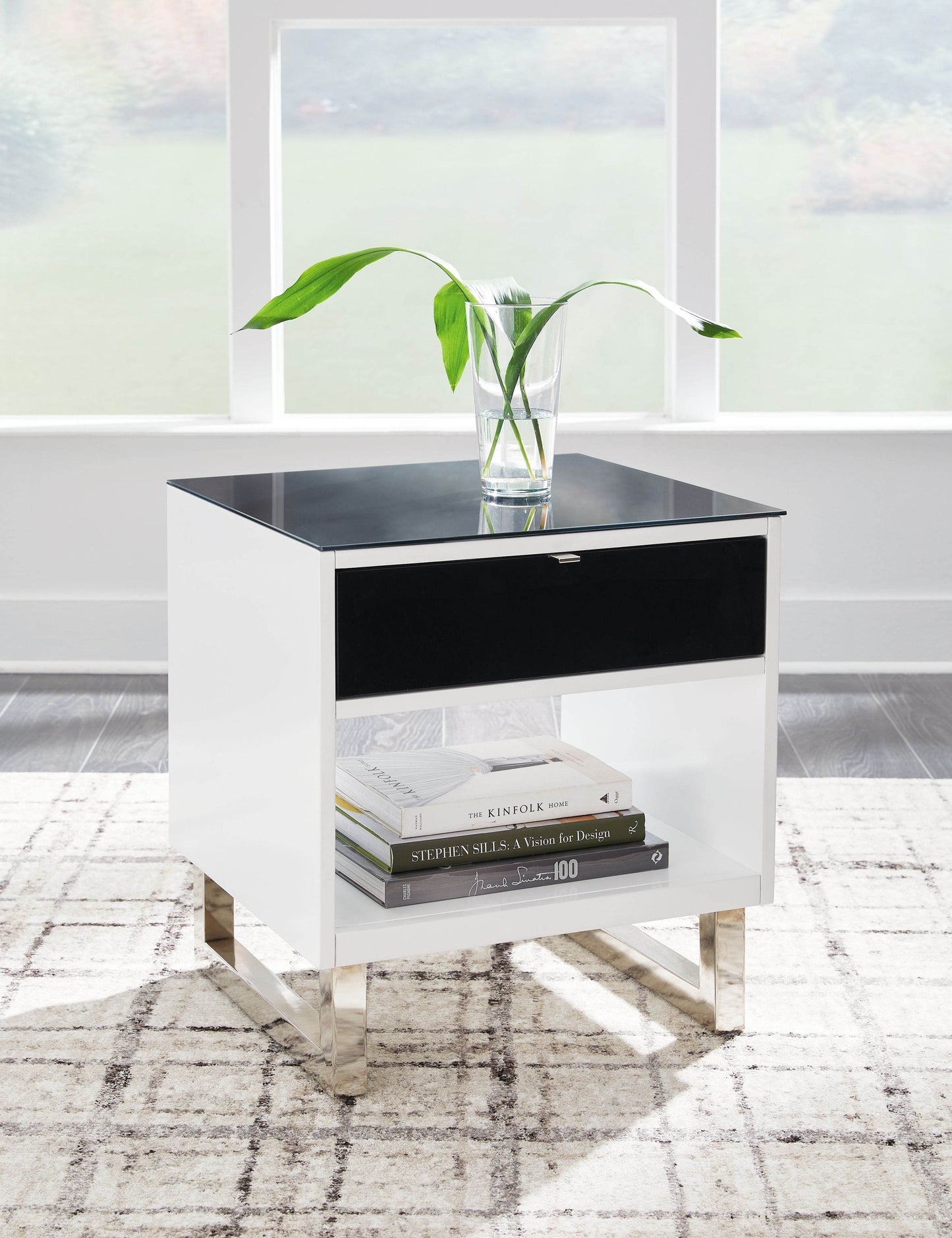Gardoni - White / Black - Rectangular End Table - Forward Furniture