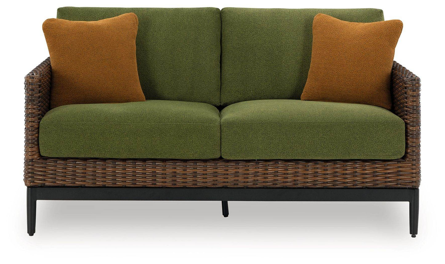 Horizon Hall - Brown / Green - Loveseat With Cushion - Forward Furniture