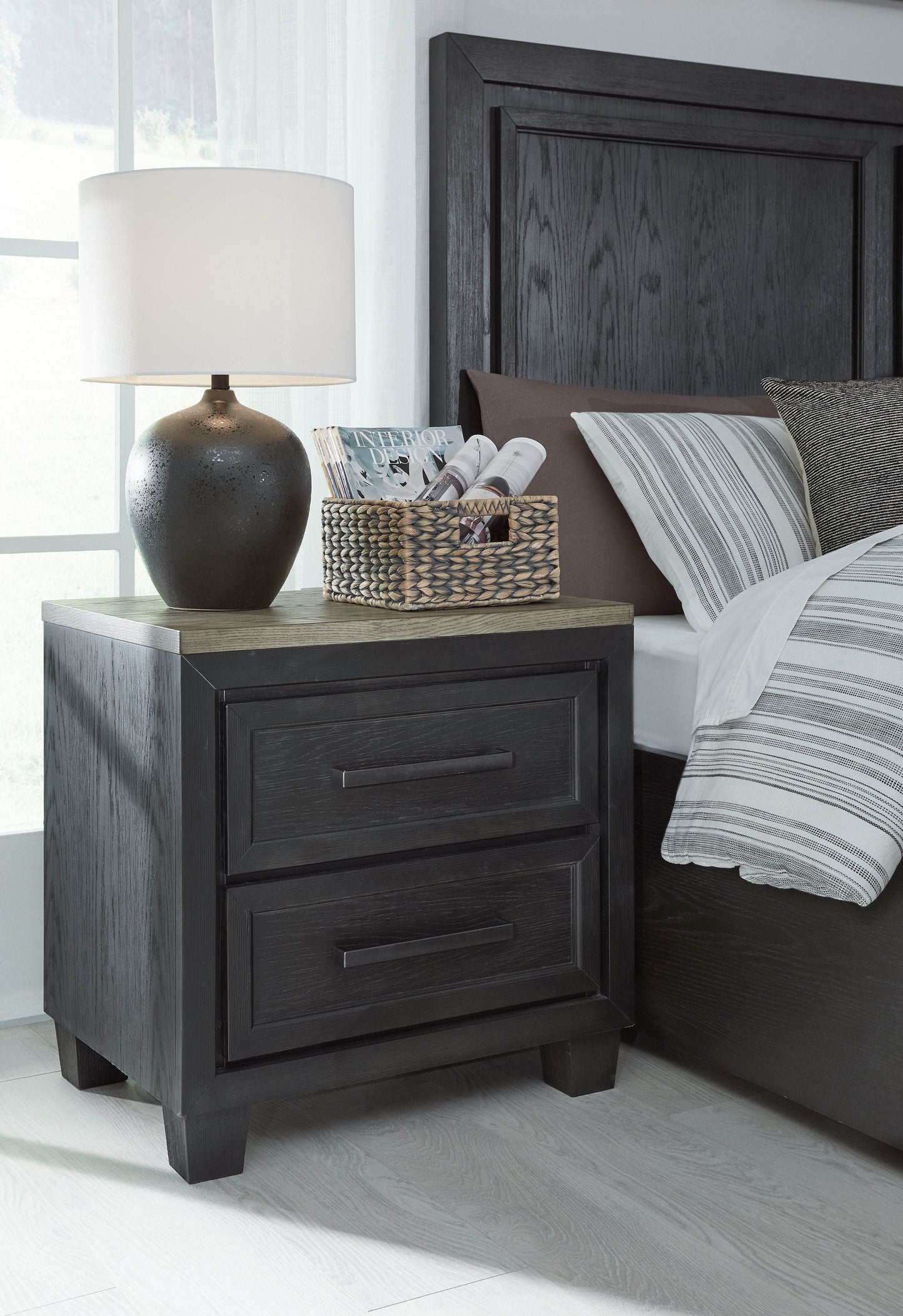 Foyland - Black / Brown - Two Drawer Night Stand - Forward Furniture