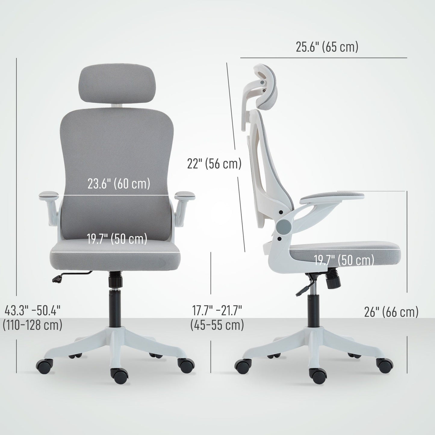 Ergonomic Office Chair with Adjustable Lumbar and Headrest - Grey