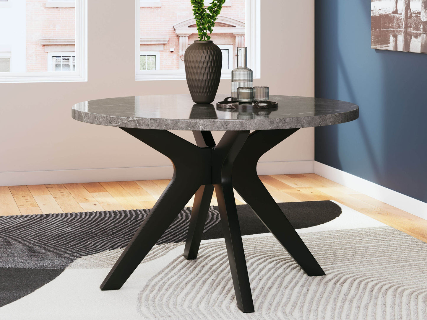 Glinari - Taupe / Black - 5 Pc. - Dining Room Table, 4 Side Chairs - Forward Furniture