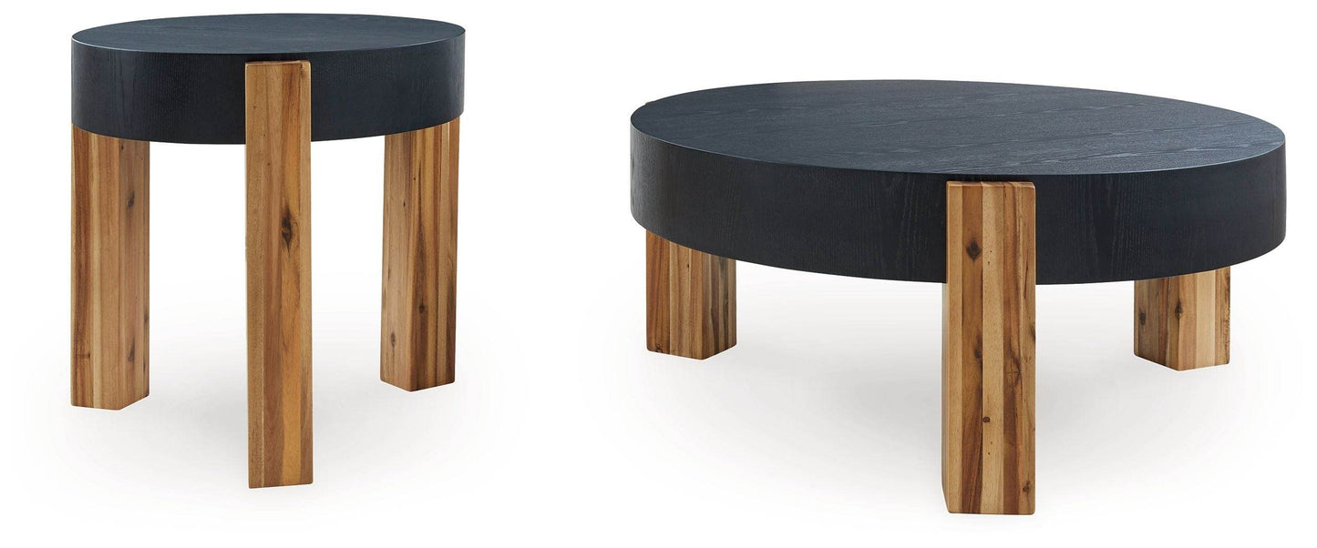 Breenmore - Black / Natural - Occasional Table Set (Set of 2) - Forward Furniture