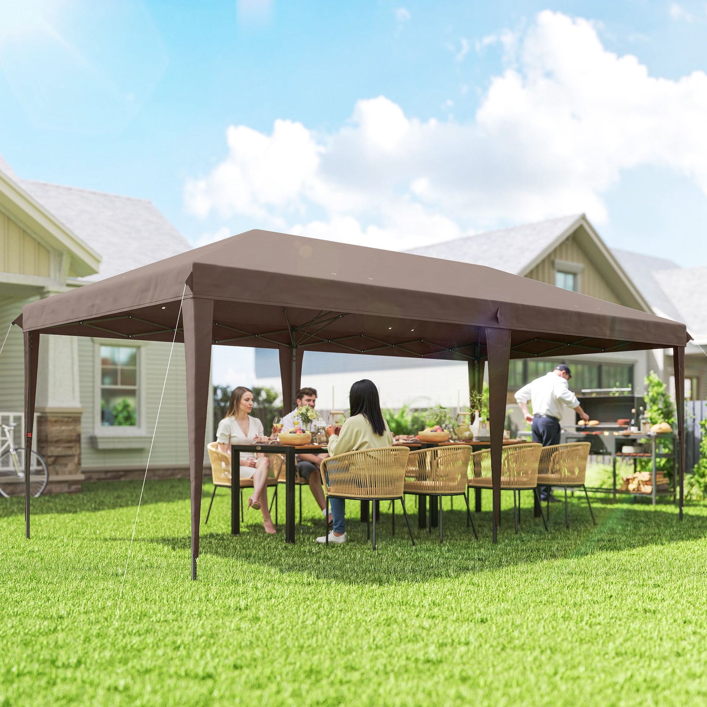 10' x 20' Outdoor Pop Up Canopy Tent Party Tent Instant Shelter W/ Carrying Bag, Coffee