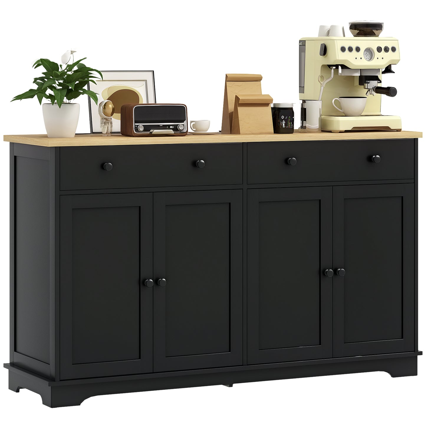 Modern Sideboard, Buffet Cabinet with Storage Drawers, Adjustable Shelves for Living Room, Dining Room, Entryway, Black