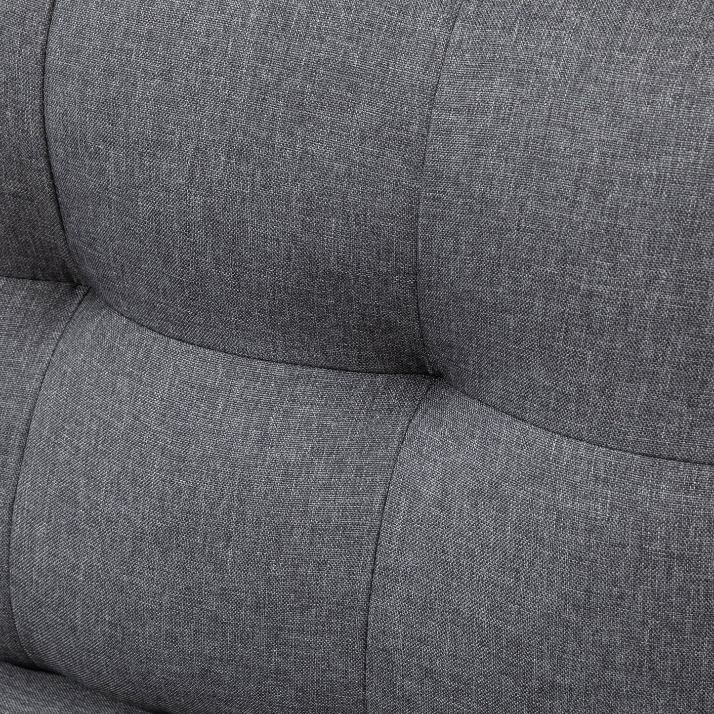 L-shaped Sofa, 3 Seater Couch with Ottoman, Corner Sofa with Thick Padded Cushion and Wood Legs, Dark Grey