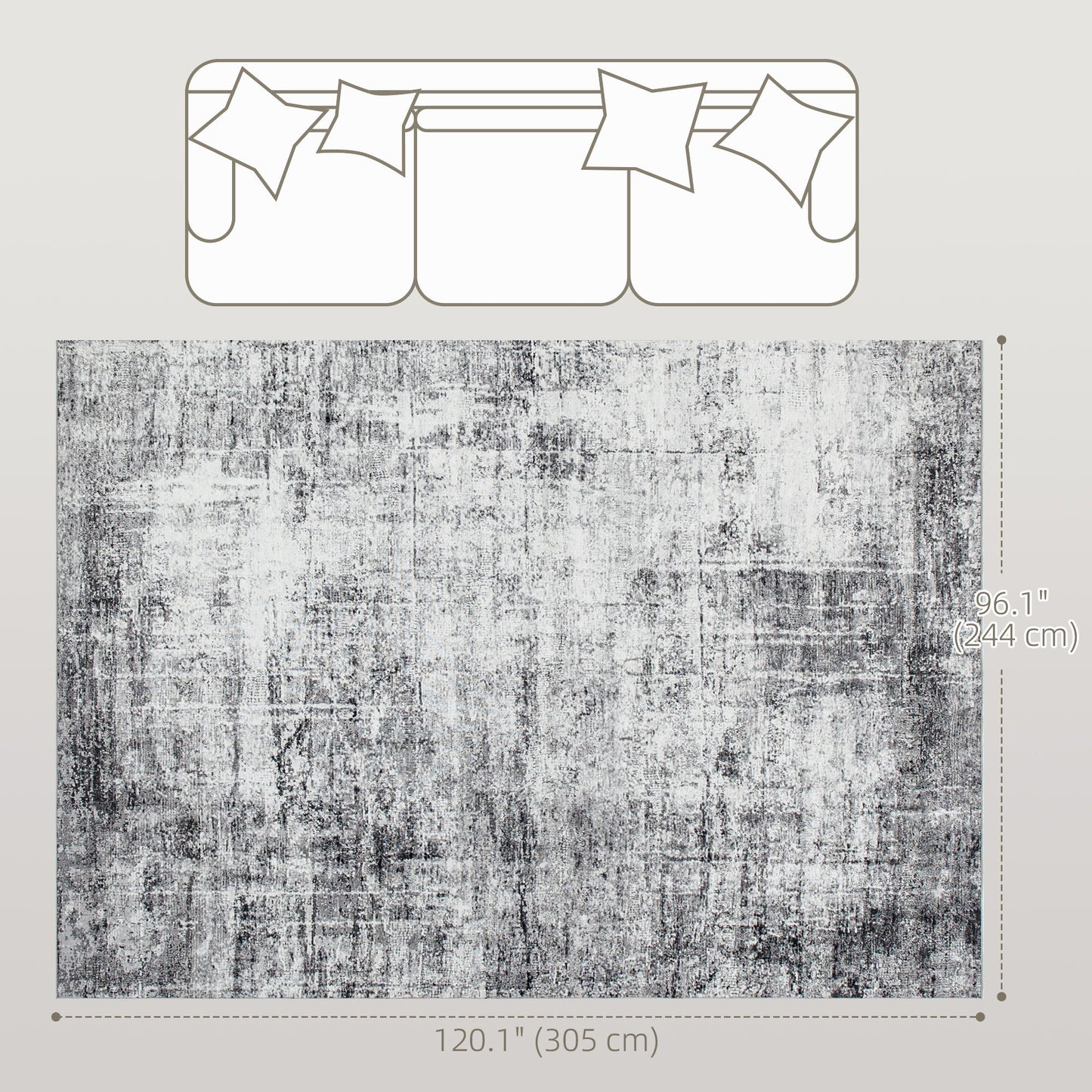 Area Rug for Living Room 8x10, Modern Abstract Machine Washable Rug, Non-Slip Carpet for Bedroom, Dining Room, Grey