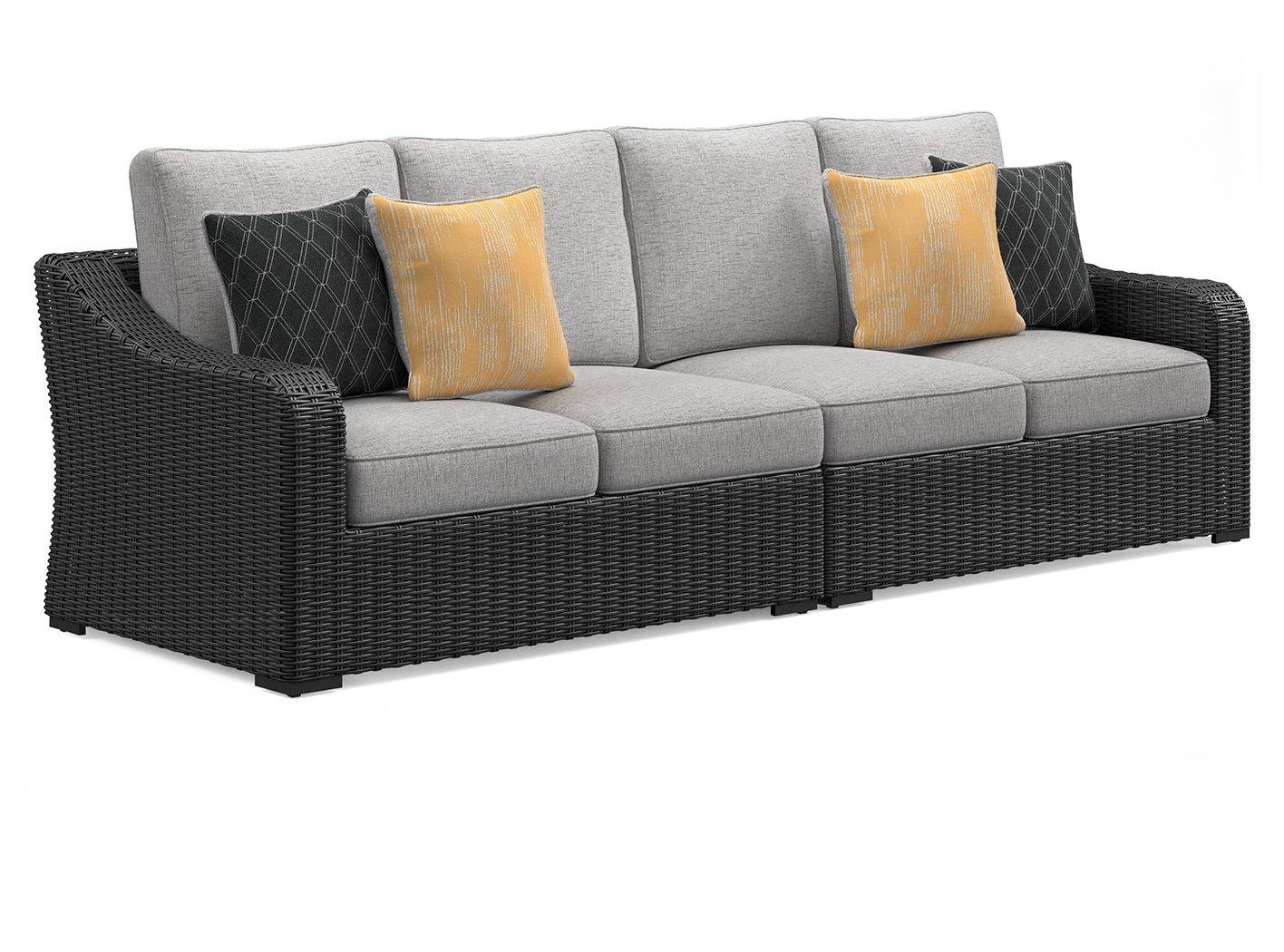 Beachcroft - Black / Light Gray - 2-Piece Outdoor Loveseat with Cushion - Forward Furniture