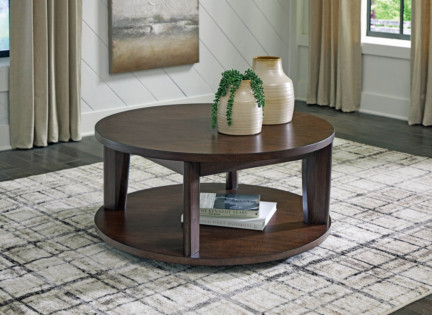 Korestone 2 - Dark Brown - Round Cocktail Table - Forward Furniture