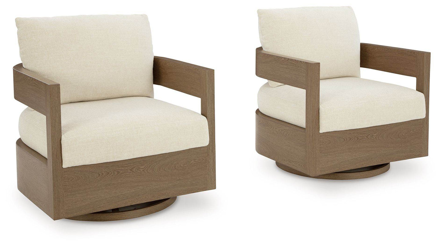 Serene Bay - Dark Brown / White - Swivel Glider Chair With Cushion - Forward Furniture