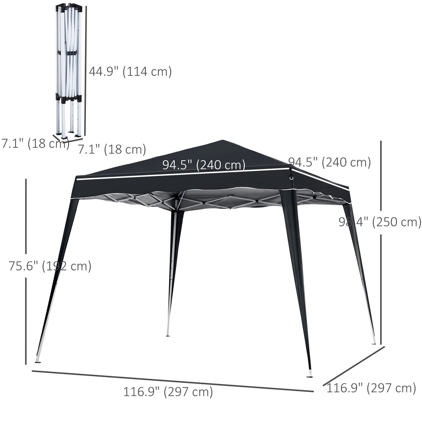 8' x 8' Pop Up Canopy, Outdoor Foldable Tent, Portable Canopy Tent with Carrying Bag for Camping, Party, Picnic, Black