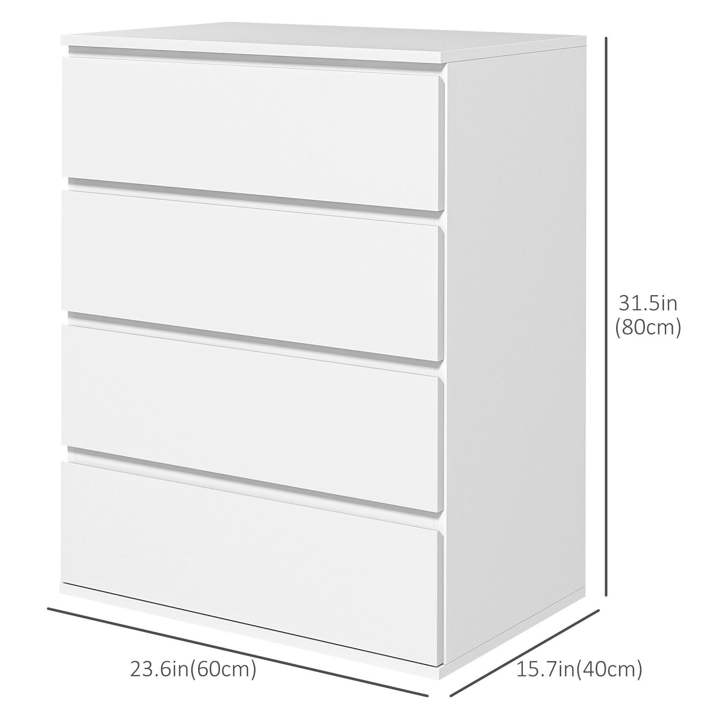 4-Drawer High-Gloss Chest of Drawers - White