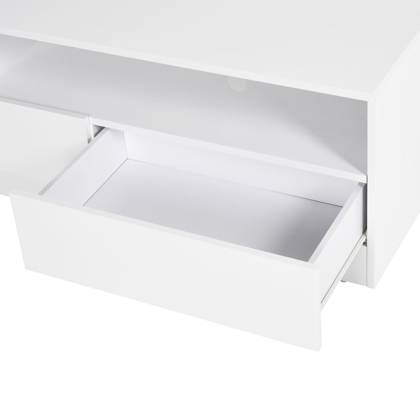LED Lighted TV Stand for TVs up to 75", Modern TV Cabinet with Storage Drawers for Living Room, High Gloss White