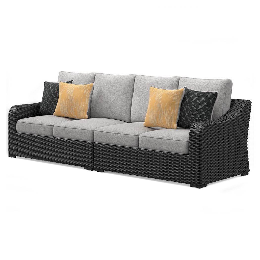 Beachcroft - Black / Light Gray - 2-Piece Outdoor Loveseat with Cushion - Forward Furniture