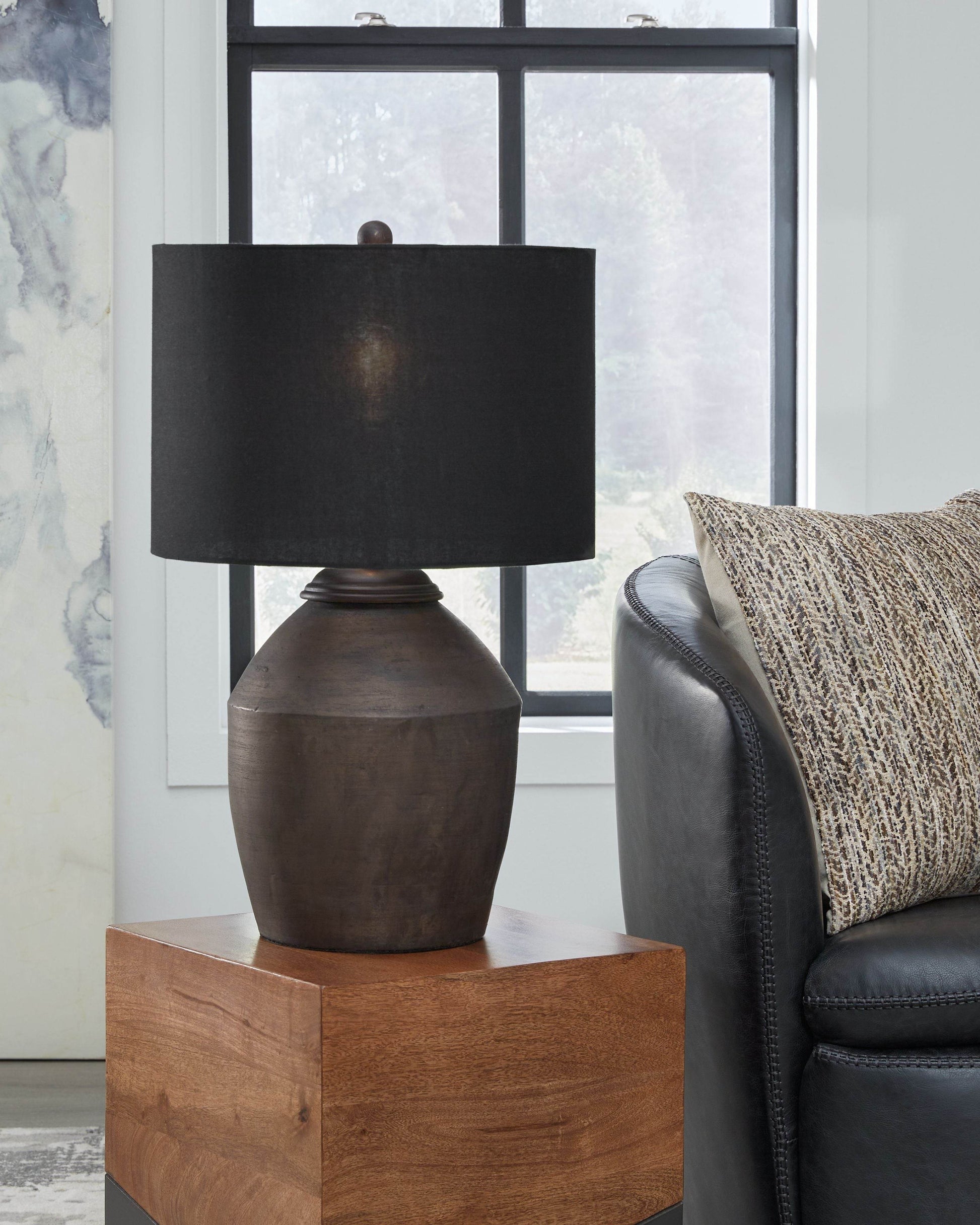 Naareman - Metallic Black - Terracotta Table Lamp - Forward Furniture
