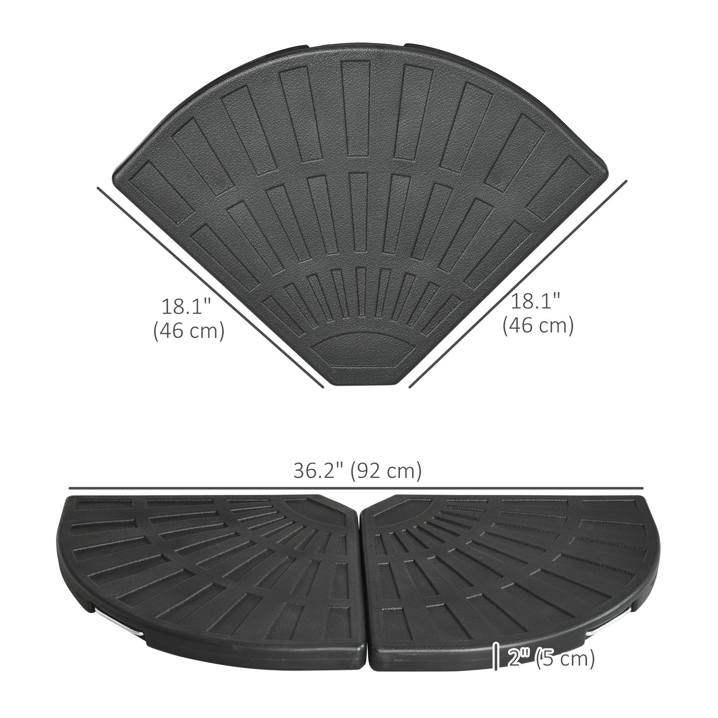 2-Piece Umbrella Weights for Cantilever Parasols with Handles, Heavy Duty Parasol Base Weights for Cross Base, Black