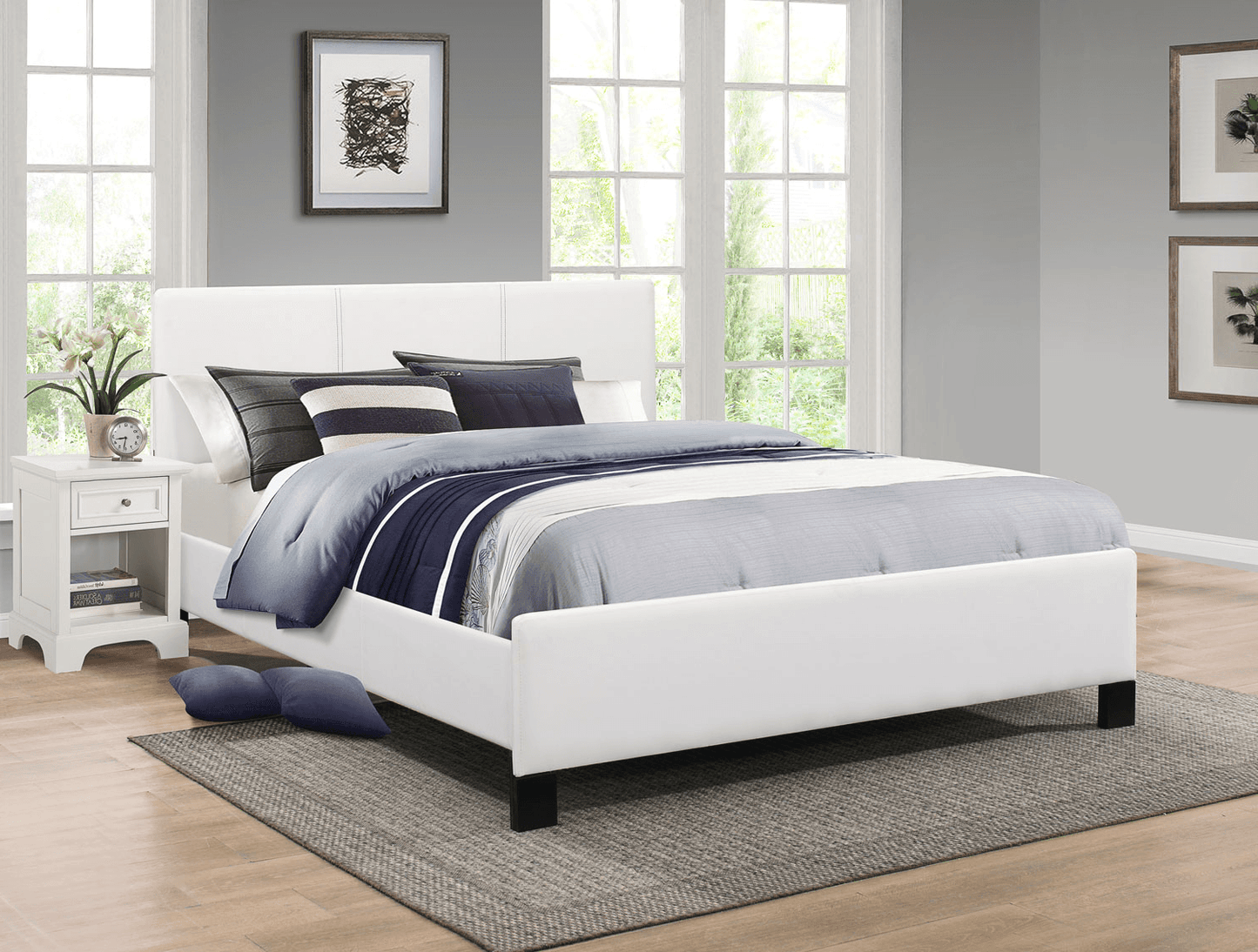 Meadow White PU Bed with Contrast Stitching - Forward Furniture