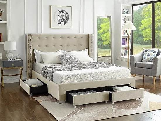 Mira Platform Wing Bed with Storage - Forward Furniture