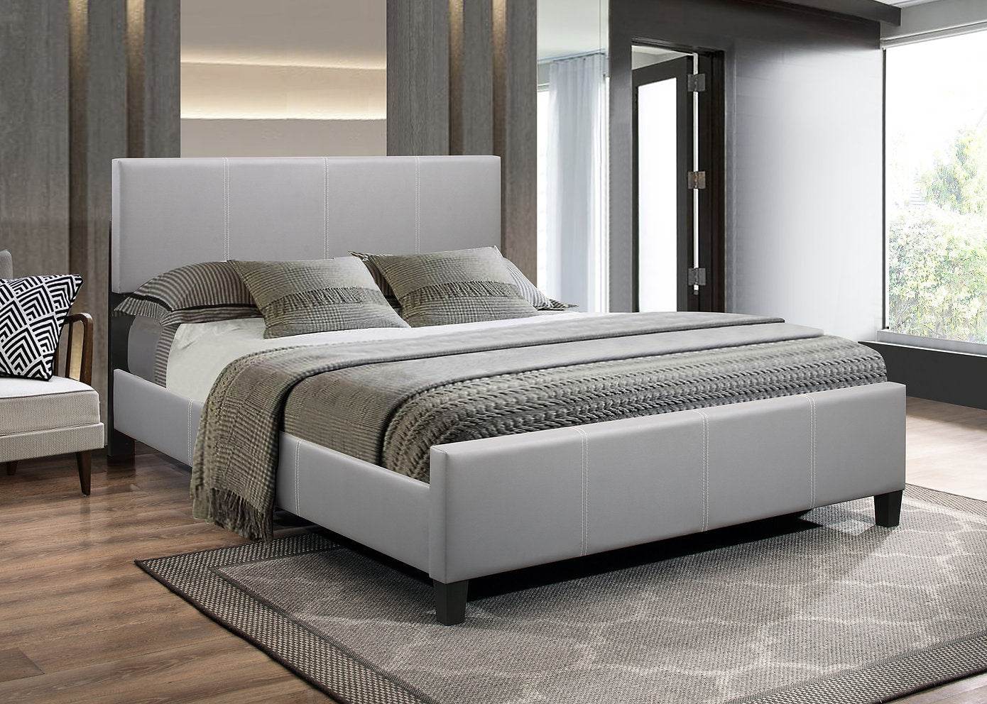Ember Grey PU Bed with Adjustable Headboard - Forward Furniture