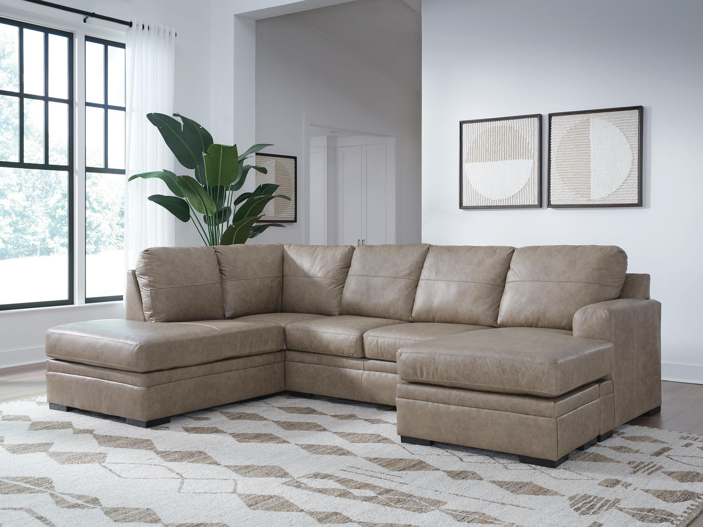 Amuleto - 2-Piece Sectional With Laf Corner Chaise - Leather Match - Desert