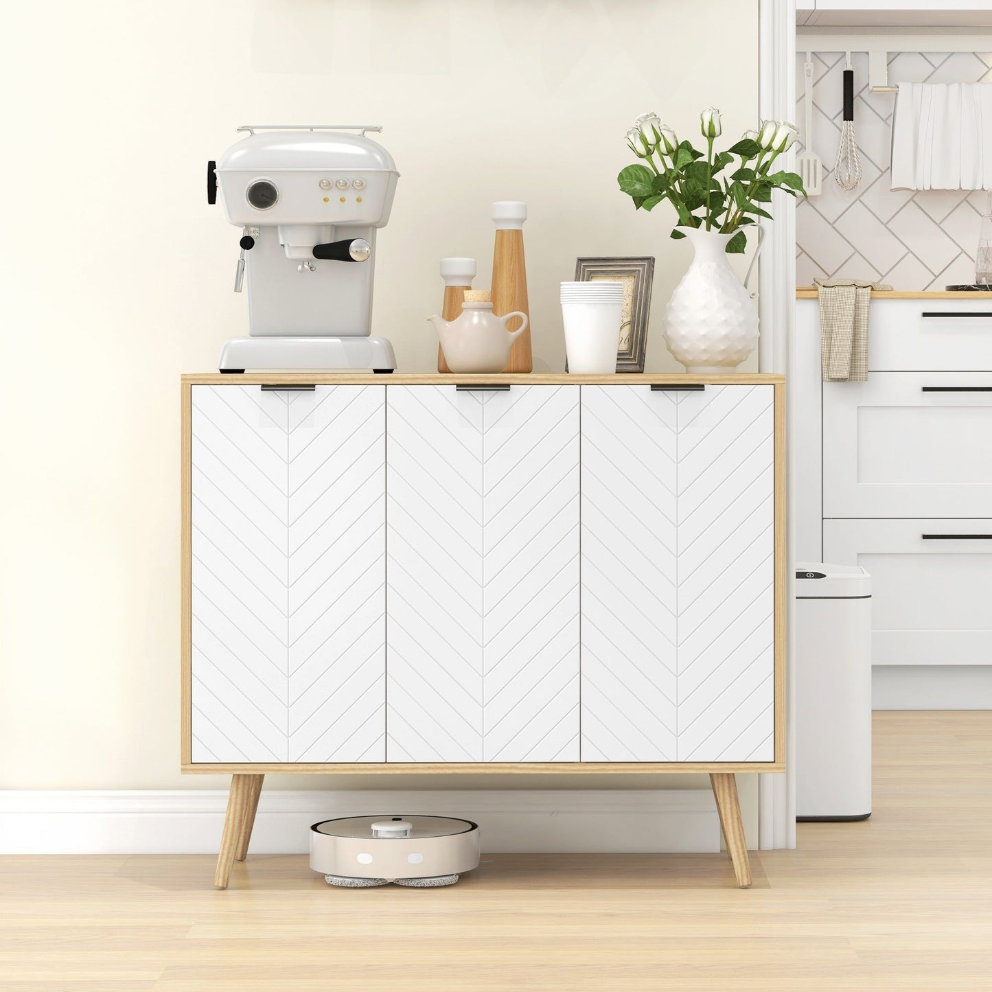 Sideboard Buffet Cabinet with Adjustable Shelves - Natural