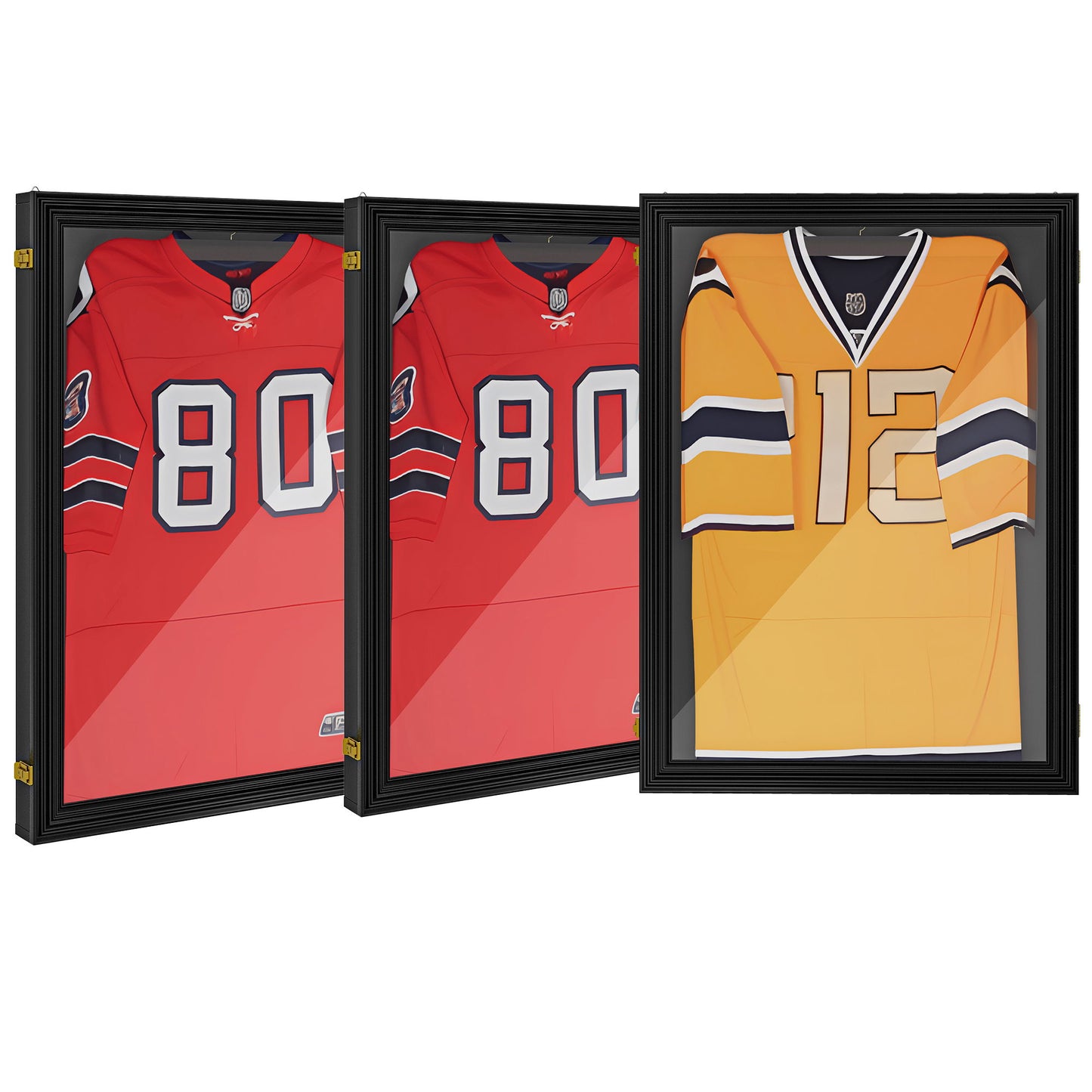 Set of 3 Jersey Display Frame Case, Acrylic Sports Shirt Shadow Box for Basketball Football Baseball, 23.5" x 31.5", Black