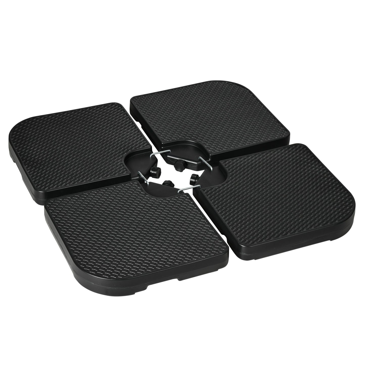 4PCs Cantilever Umbrella Base Weights for Offset Banana Parasol, HDPE Water or Sand Filled Patio Umbrella Weights for Cross Base Stand with Built-in Handles, Black