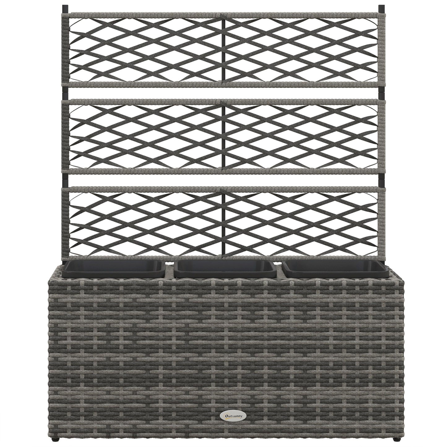 Wicker Raised Garden Bed with Trellis, 42" Tall Outdoor Planter Box, Mixed Grey
