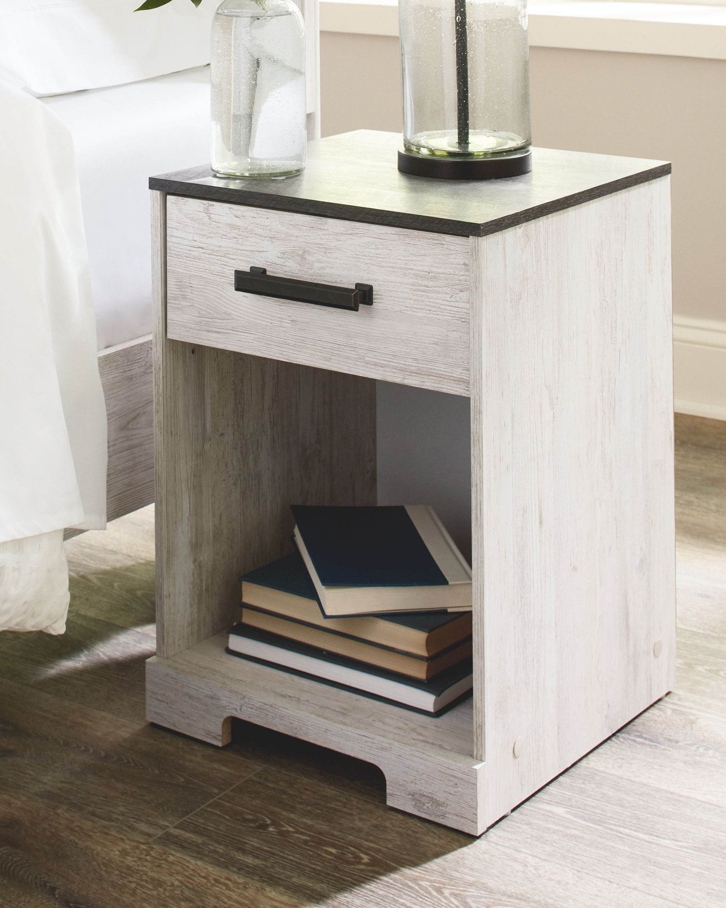 Shawburn - Whitewash / Charcoal Gray - One Drawer Night Stand - Forward Furniture