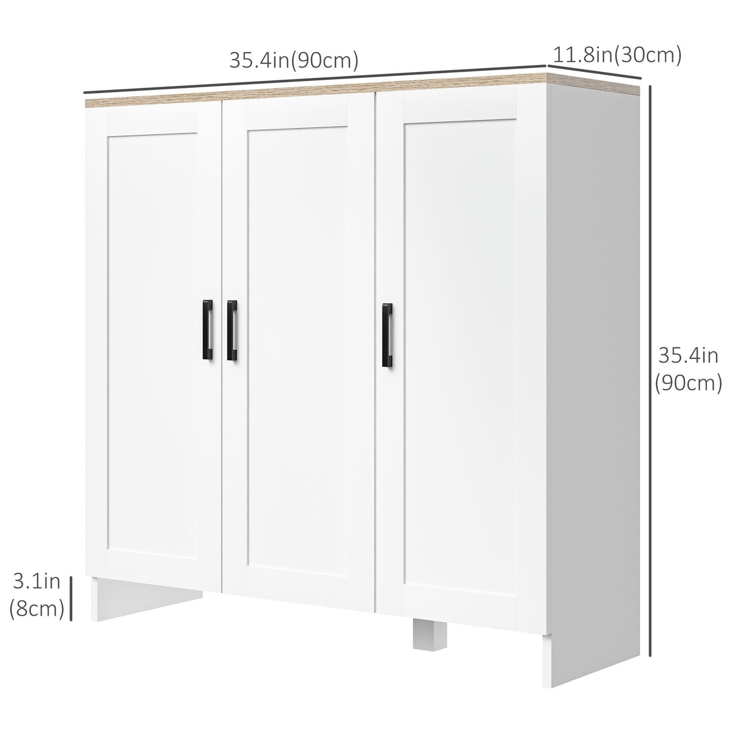 Sideboard Cabinet with 3 Doors - White
