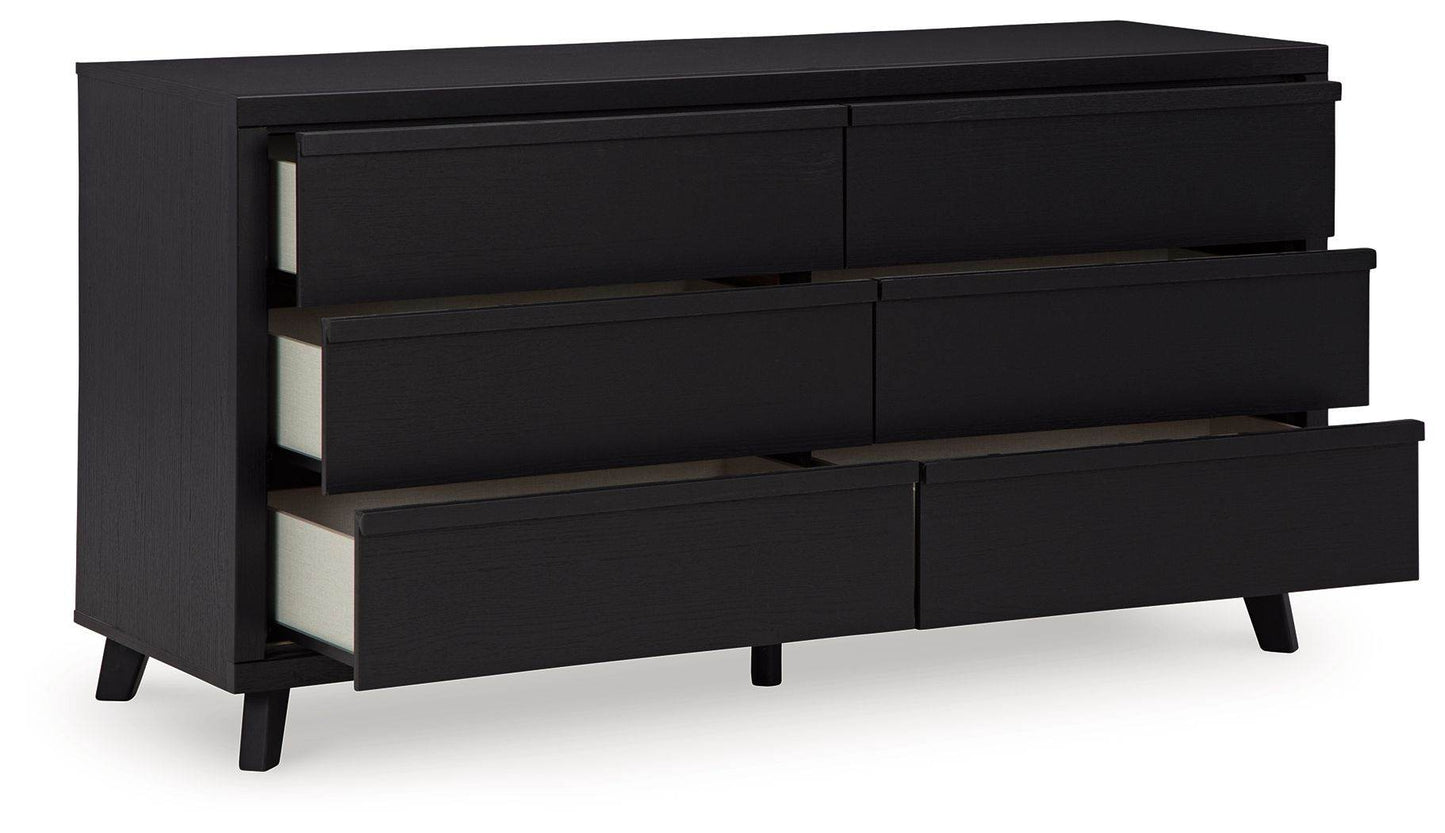 Danziar - Black - Six Drawer Dresser - Forward Furniture