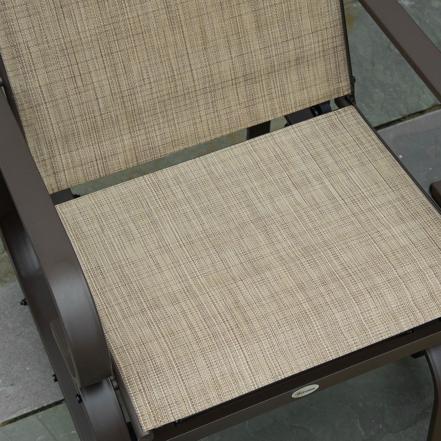 Patio Glider with Breathable Mesh Fabric, Outdoor Glider Chair, Garden Rocking Gliding Seat for Patio, Yard, Porch, Sand