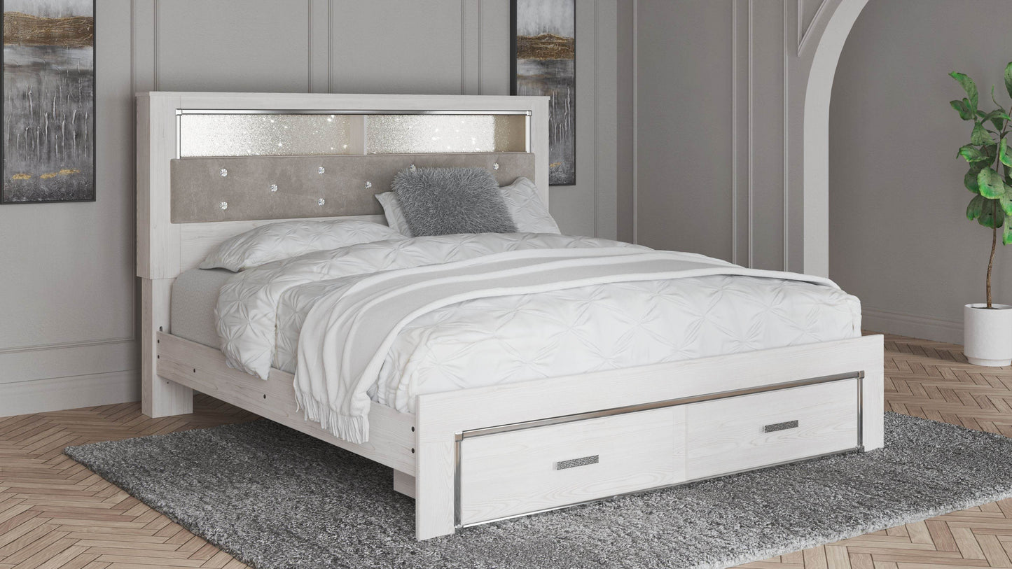 Altyra - White - King Upholstered Bookcase Bed With Storage - Forward Furniture