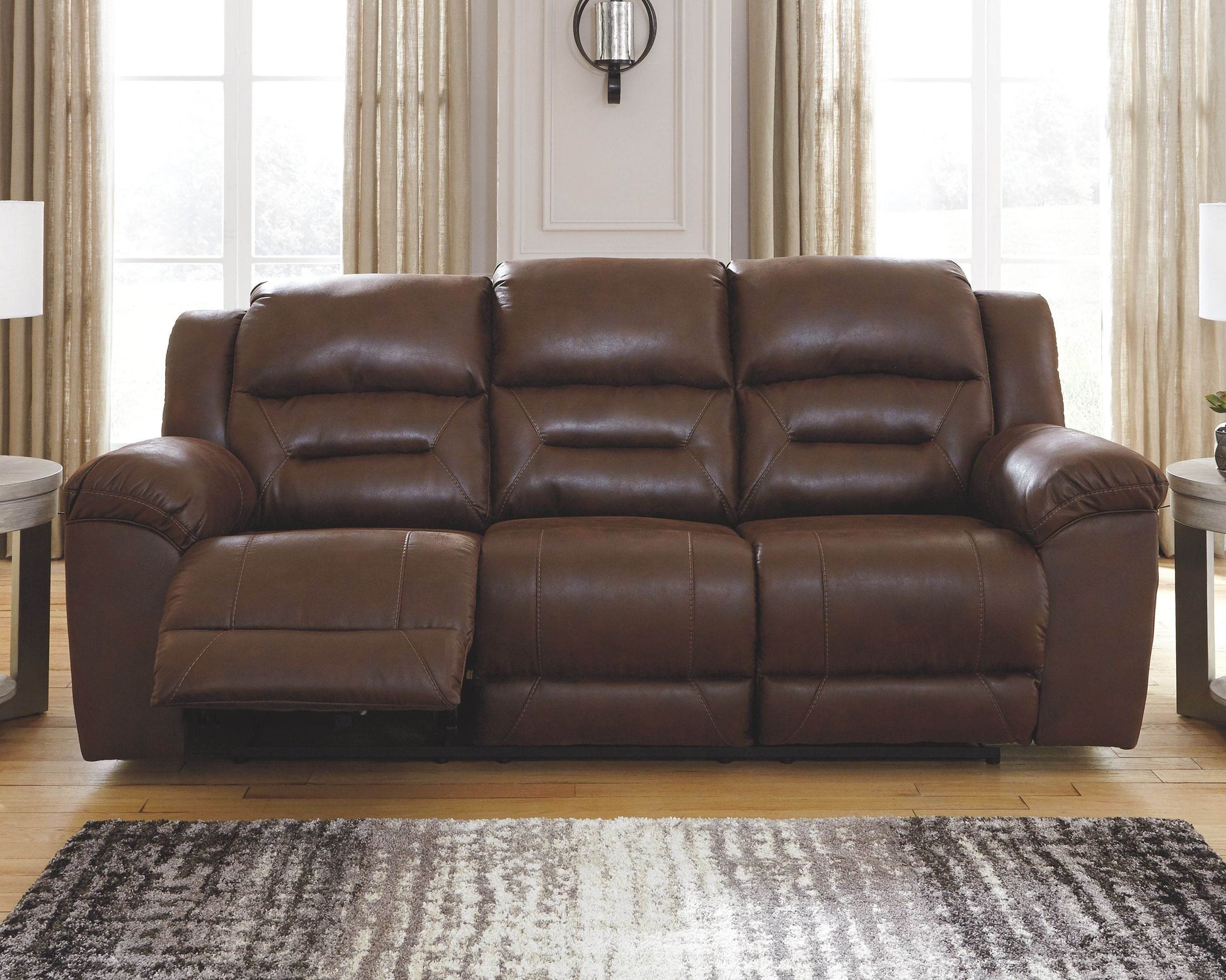 Stoneland - Chocolate - Power Reclining Sofa - Faux Leather - Forward Furniture