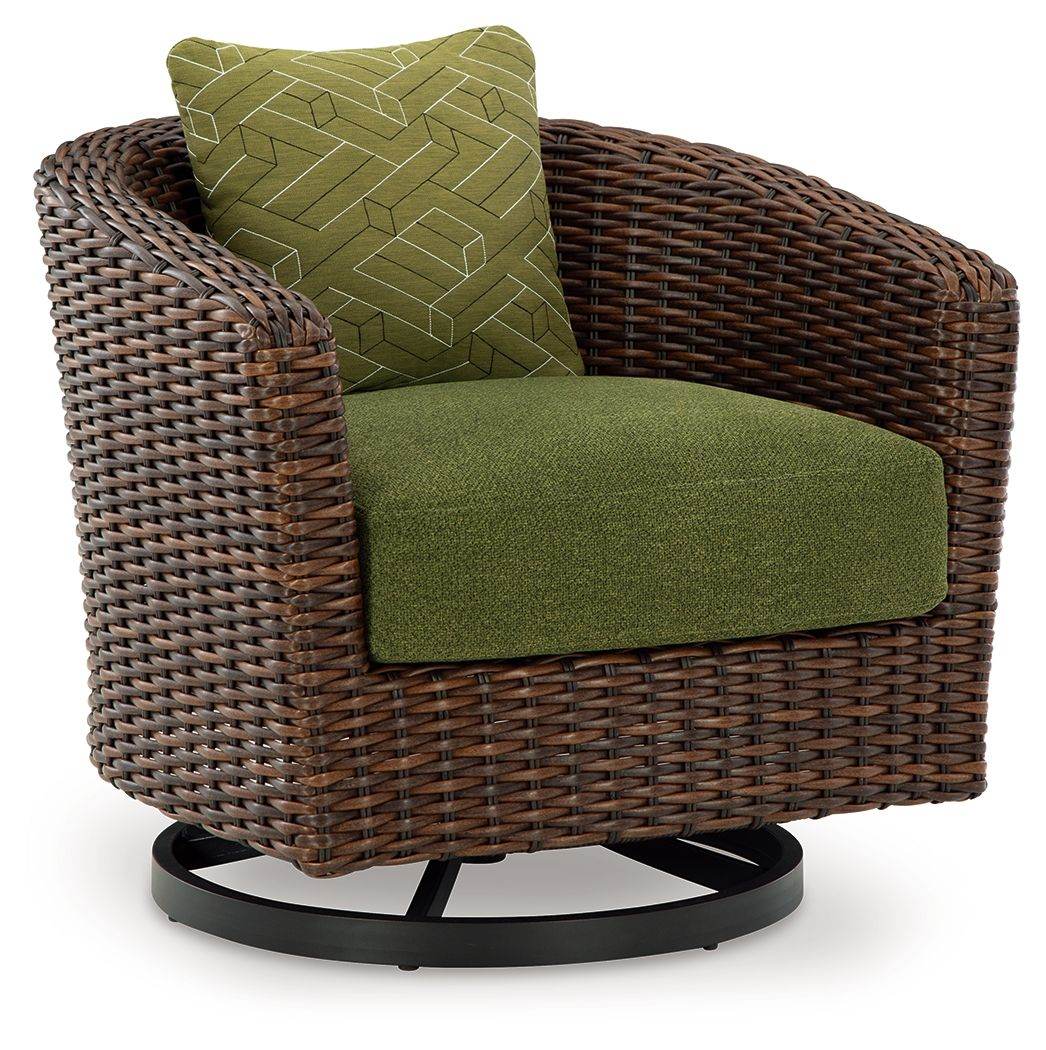 Horizon Hall - Brown / Green - Swivel Lounge With Cushion - Forward Furniture