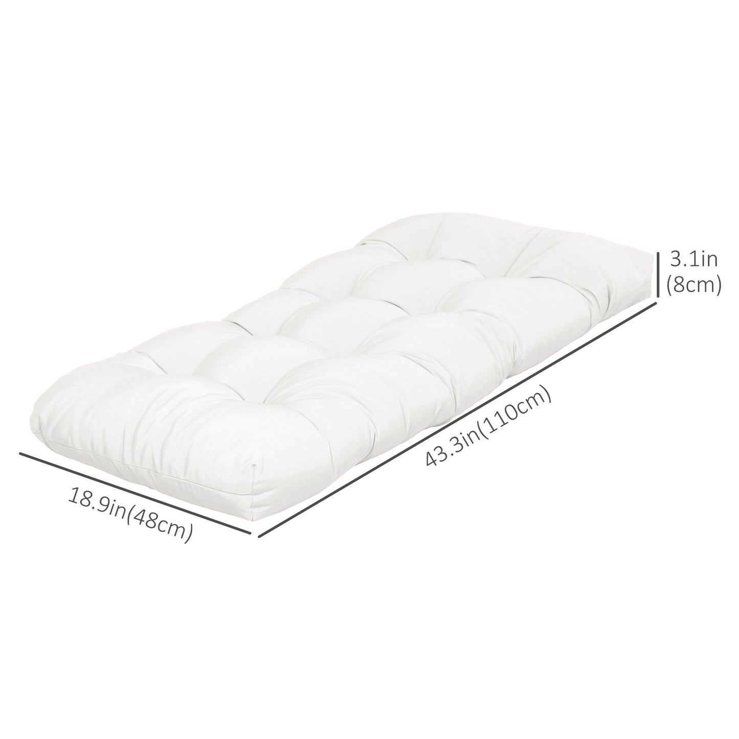 Set of 2 Patio Bench Replacement Cushions, 2 Seater Outdoor Loveseat Cushion Seat Pad, 43" x 19" x 3", Cream White