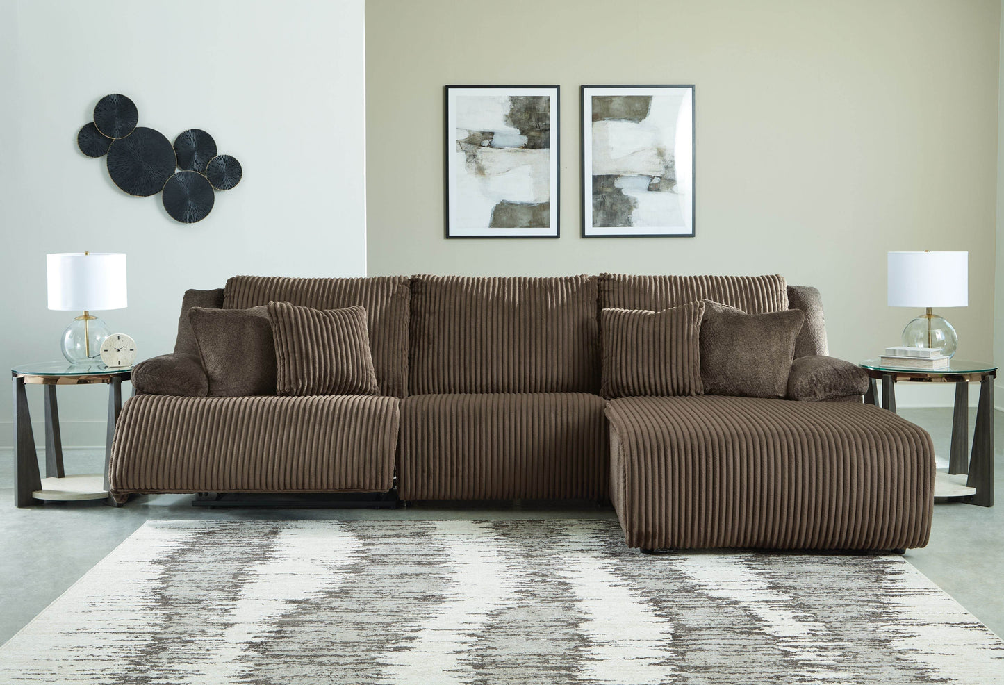 Top Tier - Chocolate - 3-Piece Sectional Reclining Sofa With Right-Arm Facing Press Back Chaise - Forward Furniture