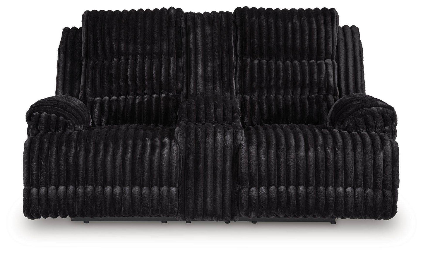 Rhine Falls - Onyx - Double Reclining Power Loveseat With Console - Forward Furniture