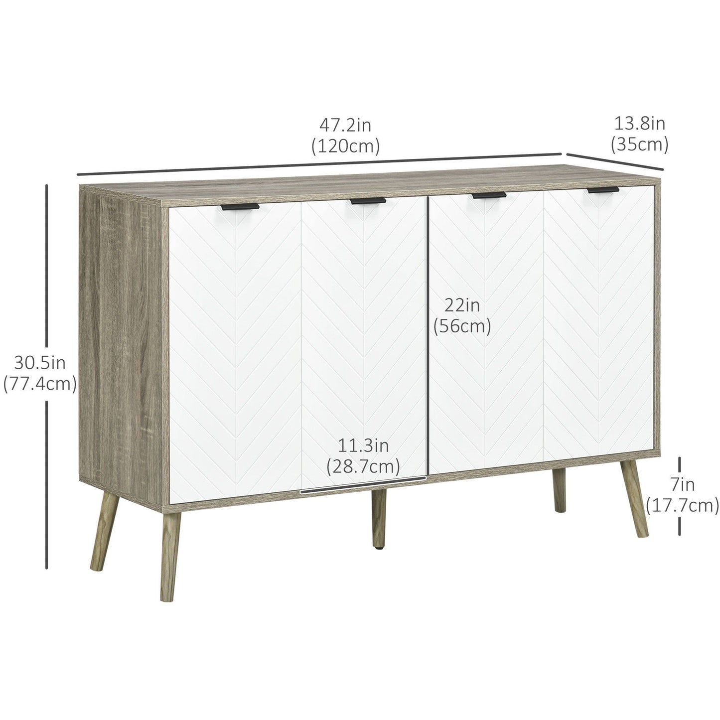 Sideboard Buffet with 4 Doors - Grayish Brown