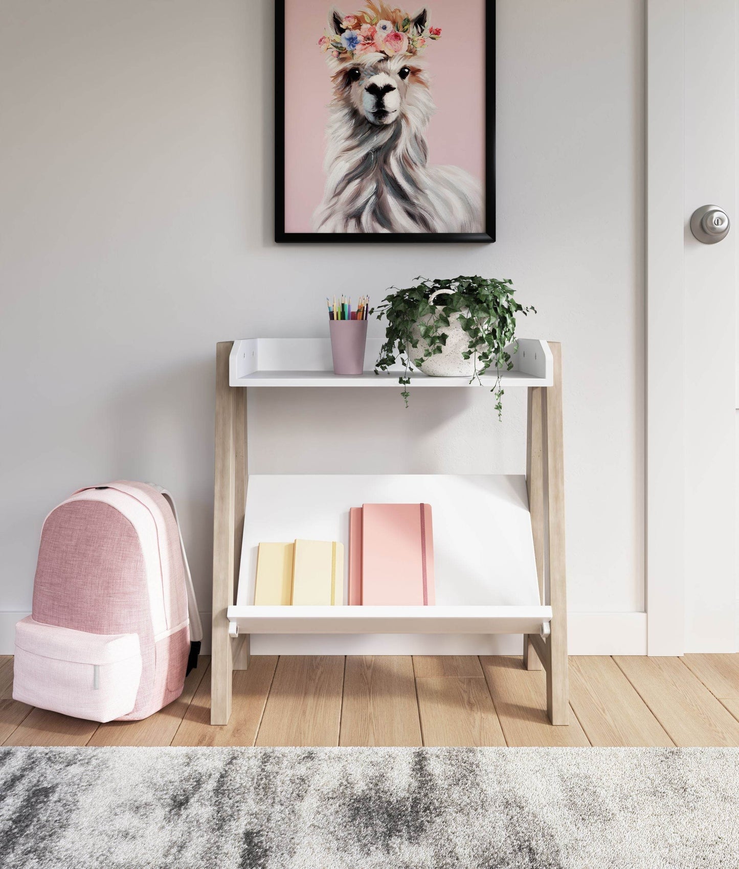 Blariden - White / Tan - Small Bookcase - Forward Furniture