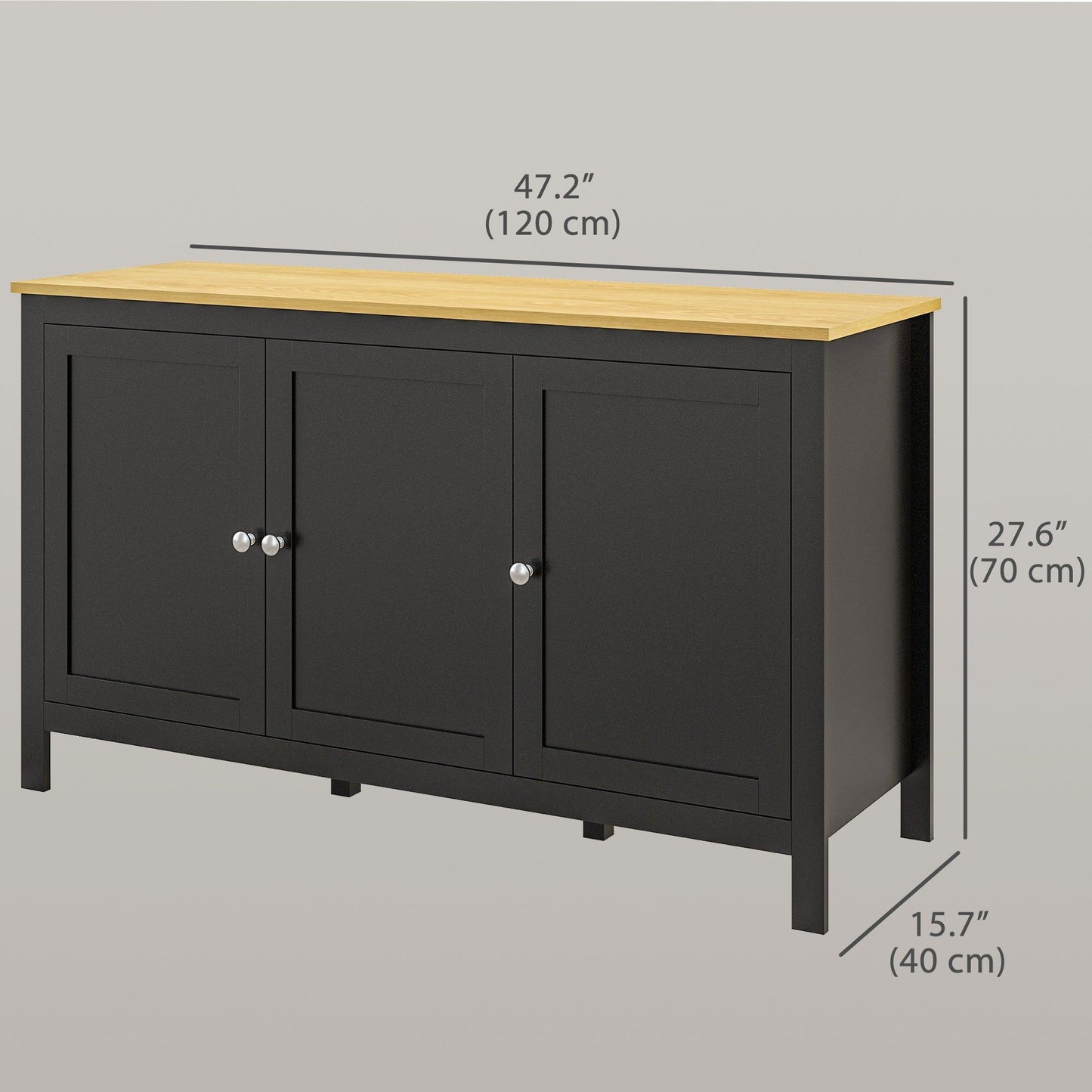 Sideboard Buffet with Doors and Shelves - Black and Natural