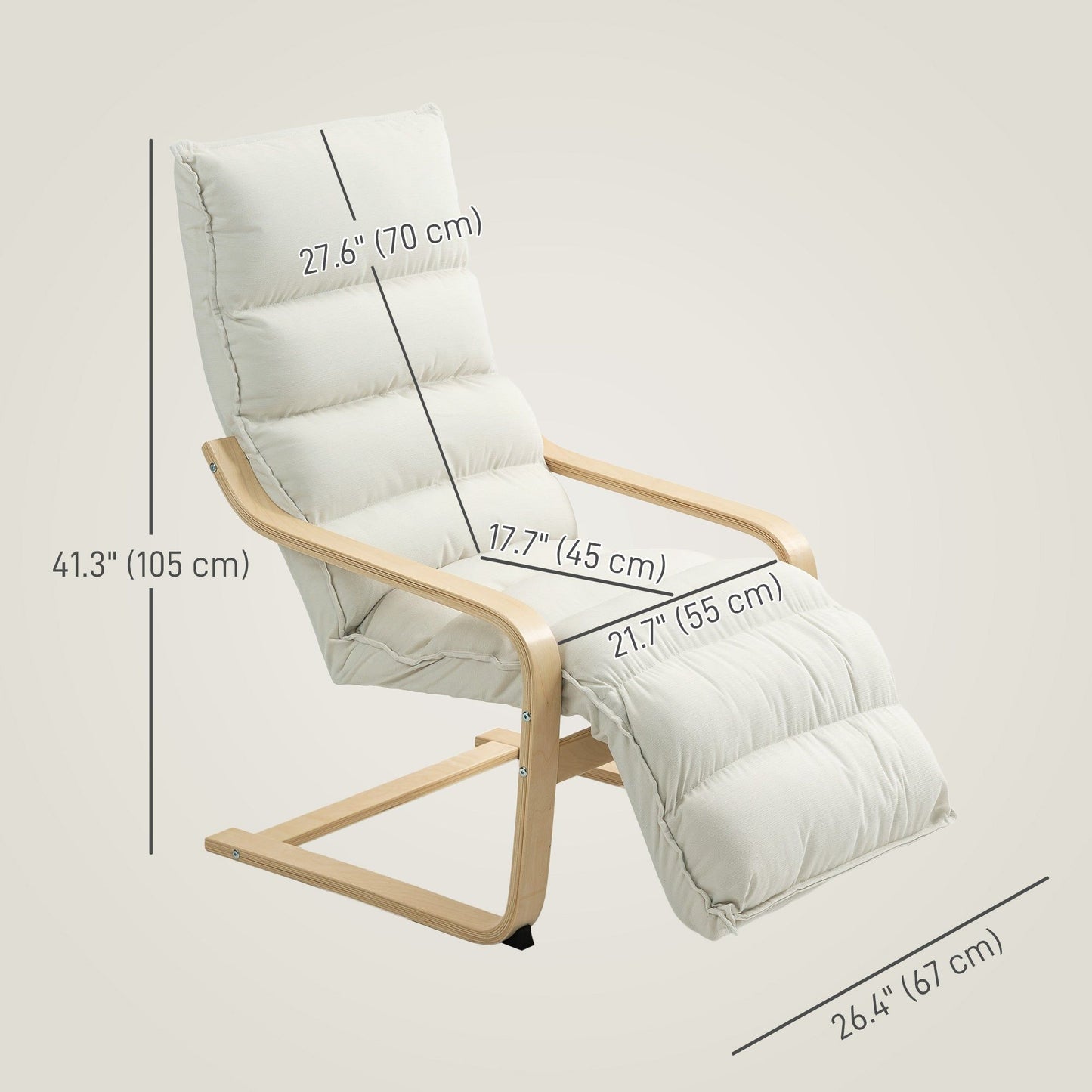 Velvet Accent Chair with Footrest - Cream White