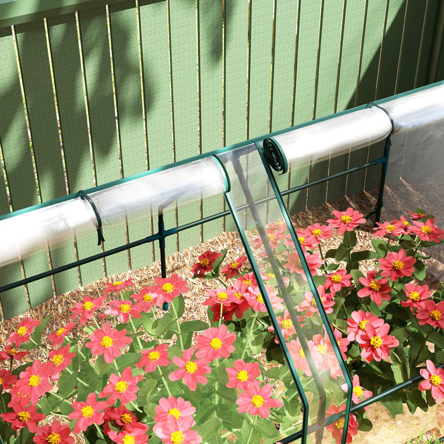 Portable Mini Greenhouse Tunnel Growing Tent Plants Flower Warm House w/ Zippered Roll-up Doors, Clear