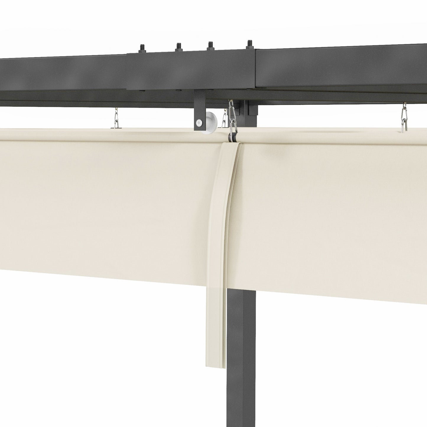 10' x 7' Patio Pergola with Retractable Canopy, Outdoor Sun Shelter, Yard Shade, Cream White