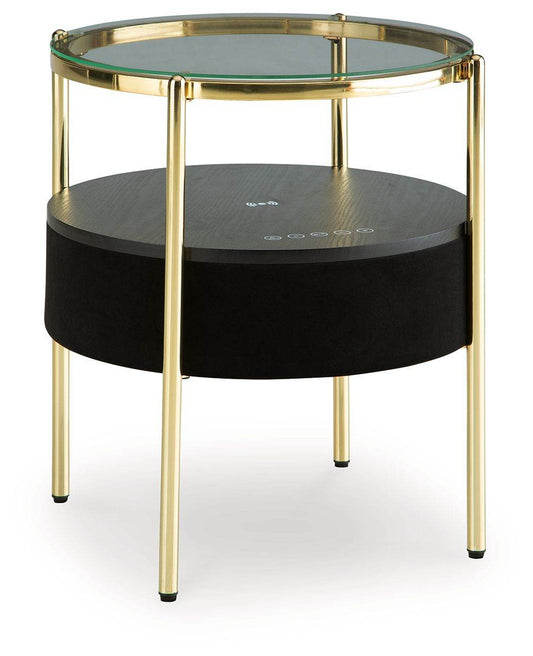 Nedman - Black / Gold Finish - Accent Table With Speaker - Forward Furniture