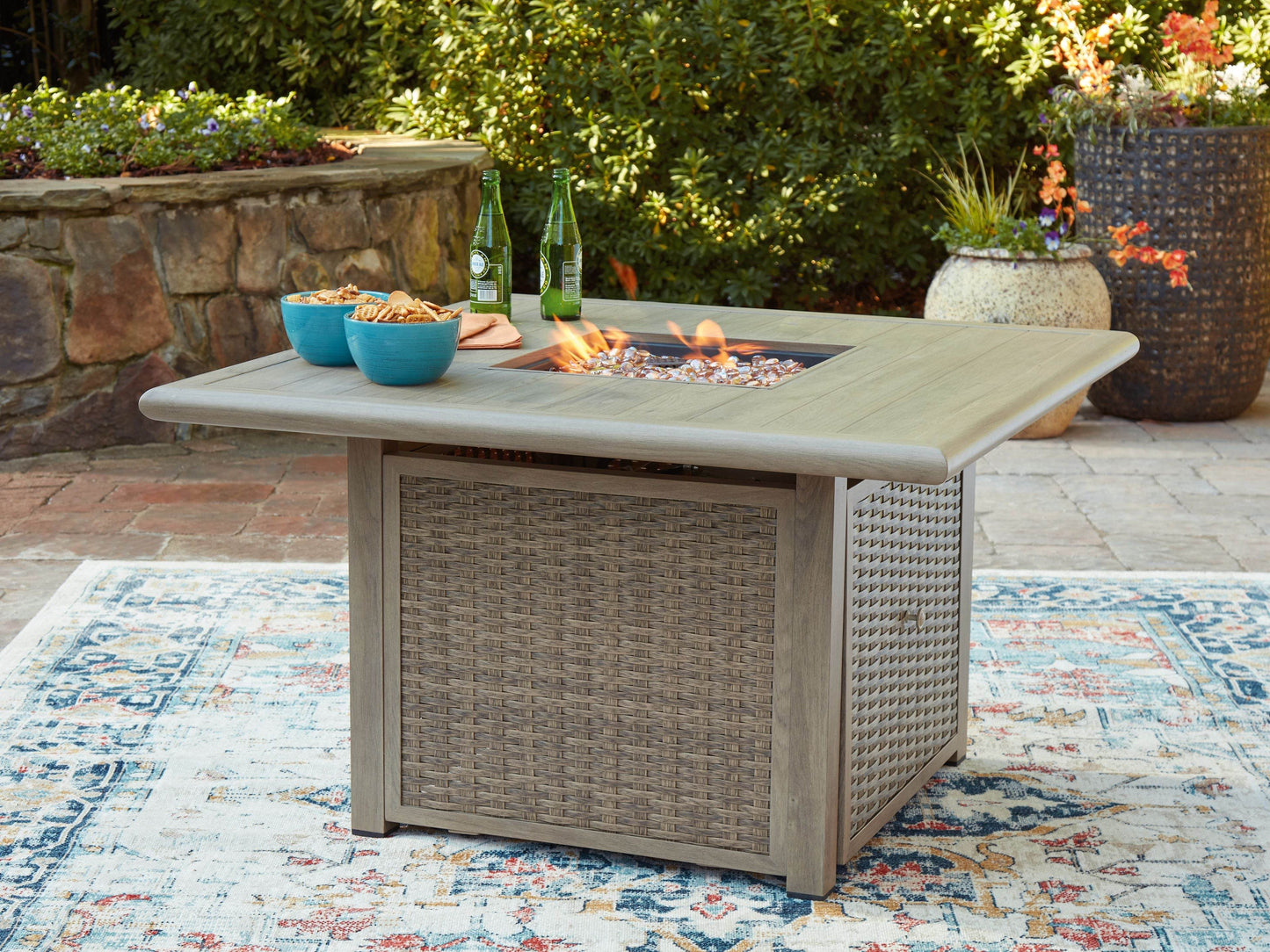 Cliff Trails - Beige - Square Fire Pit Table - Forward Furniture