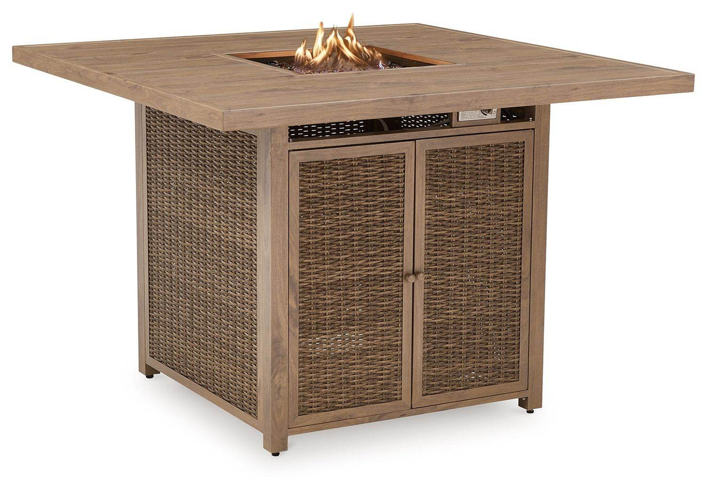 Walton Bridge - Driftwood - Square Bar Table W/Fire Pit - Forward Furniture